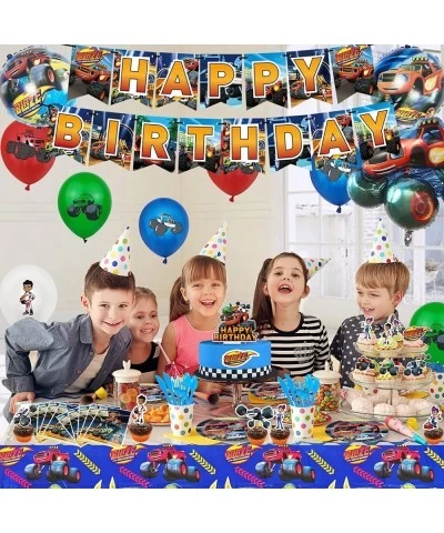 154Pcs Blaze and the Monster Machines Party Supplies for 10 Guests With Birthday Banner Cake Toppers Cupcake Toppers Latex Ba...