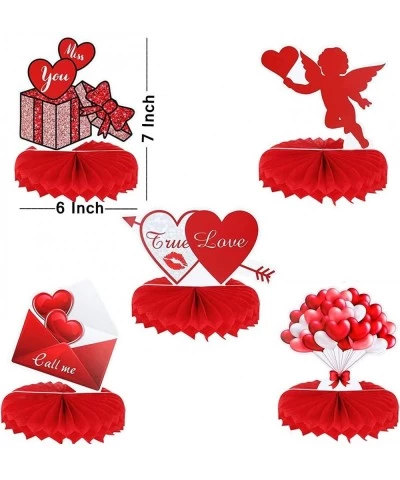 9 Pieces Valentine's Day Honeycomb Centerpieces Valentines Table Toppers Heart Shaped Cupid Valentines Honeycomb Table Center...