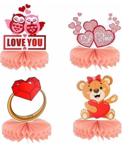 9 Pieces Valentine's Day Honeycomb Centerpieces Valentines Table Toppers Heart Shaped Cupid Valentines Honeycomb Table Center...