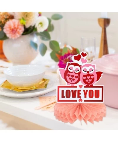 9 Pieces Valentine's Day Honeycomb Centerpieces Valentines Table Toppers Heart Shaped Cupid Valentines Honeycomb Table Center...