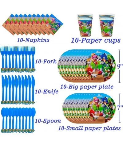 Hedgehog Party Supplies Decorations Set- Serve 10 Guests 187Pcs Birthday Pack Favors Cutlery Bag Includes Flatwares Backdrop ...