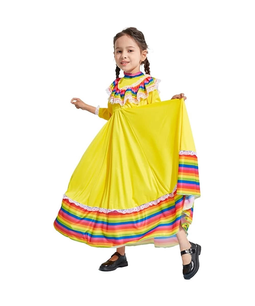 Mexican Dress for Girls Long Skirts Princess Dress Carnival Festival Birthday Party National Dance Costumes $44.95 Kids' Cost...