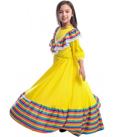 Mexican Dress for Girls Long Skirts Princess Dress Carnival Festival Birthday Party National Dance Costumes $44.95 Kids' Cost...