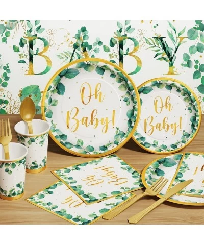 Girl Boy Sage Green Baby Shower Decorations 247 PCS (25 Guest) Boho Greency Party Supplies with Paper Plate Napkin Cup Cutler...