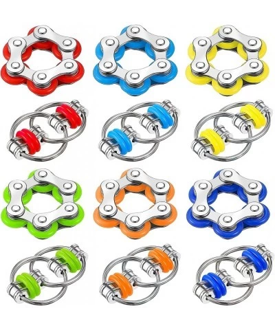 12 Pieces Fidget Toy Pack Flippy Chain Fidget Toy Six Roller Chain Fidgets and Flippy Chain Stress Relief Bike Chain Toys for...