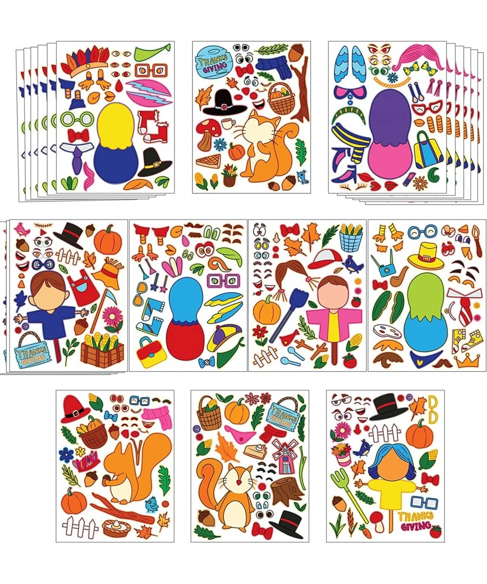 40 PCS Thanksgiving Crafts Full-Body Make A Turkey Sticker Make-a-face Sticker Sheets Make Your Own Fall Characters for Thank...