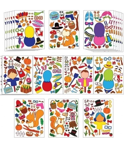 40 PCS Thanksgiving Crafts Full-Body Make A Turkey Sticker Make-a-face Sticker Sheets Make Your Own Fall Characters for Thank...