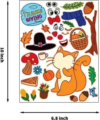 40 PCS Thanksgiving Crafts Full-Body Make A Turkey Sticker Make-a-face Sticker Sheets Make Your Own Fall Characters for Thank...