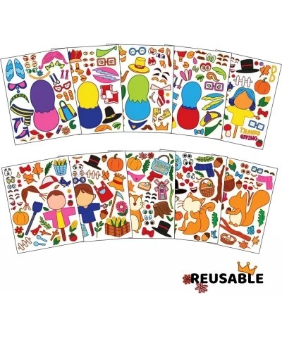 40 PCS Thanksgiving Crafts Full-Body Make A Turkey Sticker Make-a-face Sticker Sheets Make Your Own Fall Characters for Thank...