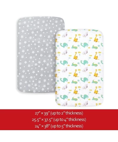 Pack and Play Sheets 2 Pack Mini Crib Sheets Stretchy Pack n Play Playard Fitted Sheet Compatible with Graco Pack n Play Soft...