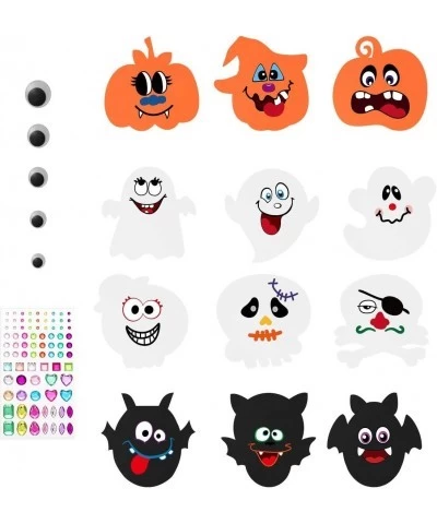 Halloween Pumpkin Stickers Fun Stickers for Kids EVA Foam DIY Pumpkin Decorating with 12 pcs Face Stickers 24 Wiggle Eyes and...