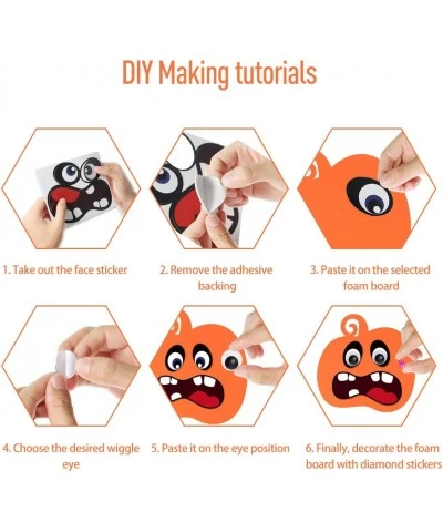 Halloween Pumpkin Stickers Fun Stickers for Kids EVA Foam DIY Pumpkin Decorating with 12 pcs Face Stickers 24 Wiggle Eyes and...