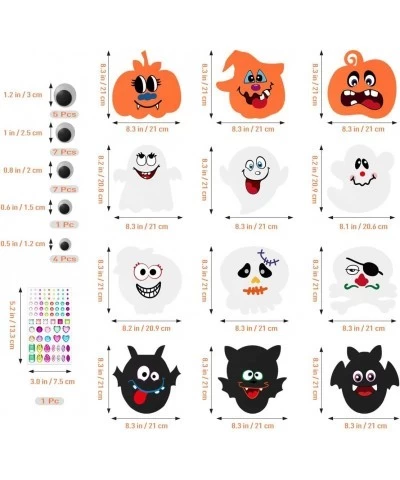 Halloween Pumpkin Stickers Fun Stickers for Kids EVA Foam DIY Pumpkin Decorating with 12 pcs Face Stickers 24 Wiggle Eyes and...