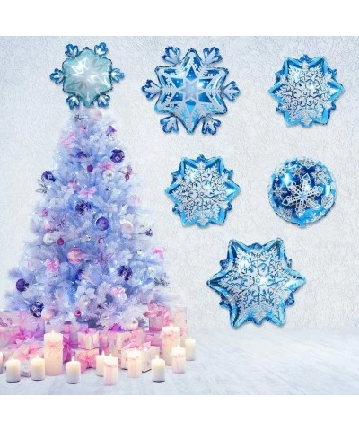 10 Pieces Large and Small Snowflake Balloons Snowflake Aluminum Foil Mylar Balloons for Christmas Winter Frozen New Year Birt...