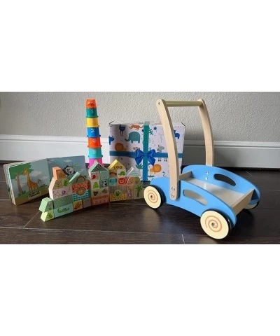 1 Year Old Boy Girl Gifts - Wooden Baby Walker - Includes Stacking Cups Zoo Themed Blocks and a Book $51.03 Early Development...