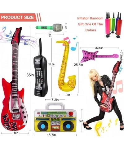 Retro Inflatable Music Instruments Set Include Inflatable Rock Star Guitar Bass Saxophone Microphones Mobile Phone and Boombo...