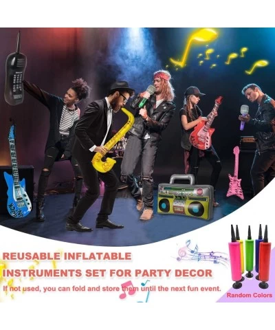 Retro Inflatable Music Instruments Set Include Inflatable Rock Star Guitar Bass Saxophone Microphones Mobile Phone and Boombo...