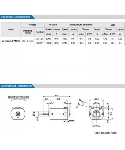 Lethan Bulk Rectangular Mini Motors 1.5-3V DC (Pack of 20) $37.32 Electronic Learning & Education Toys