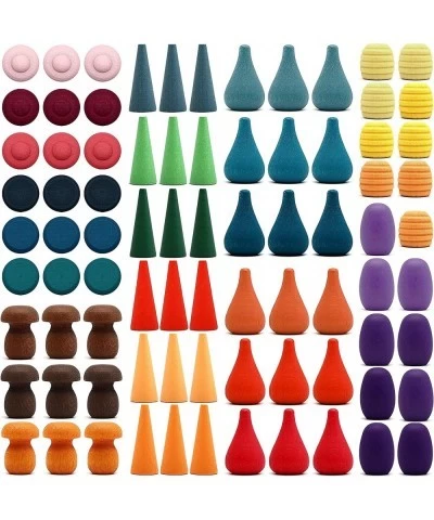 Large Set Full Rainbow Color Style Wooden Loose Parts Sensory Play Toys Rainbow Mandala Loose Parts 7 Shapes 27 Colors Rainbo...