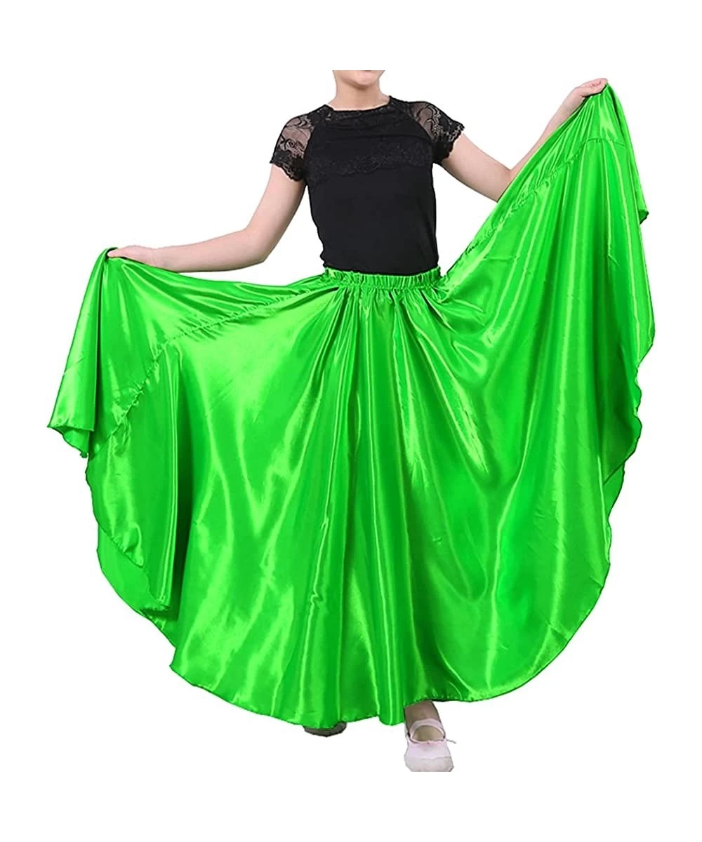 Long Full Circle Satin Tea Ankle Length Flowy Swing Dance Costume Cosplay Skirt for School Children Girls 8-12 Years $34.45 K...