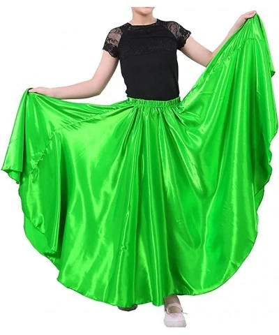 Long Full Circle Satin Tea Ankle Length Flowy Swing Dance Costume Cosplay Skirt for School Children Girls 8-12 Years $34.45 K...