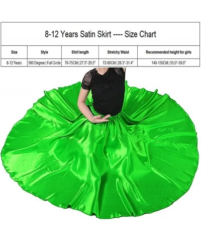 Long Full Circle Satin Tea Ankle Length Flowy Swing Dance Costume Cosplay Skirt for School Children Girls 8-12 Years $34.45 K...