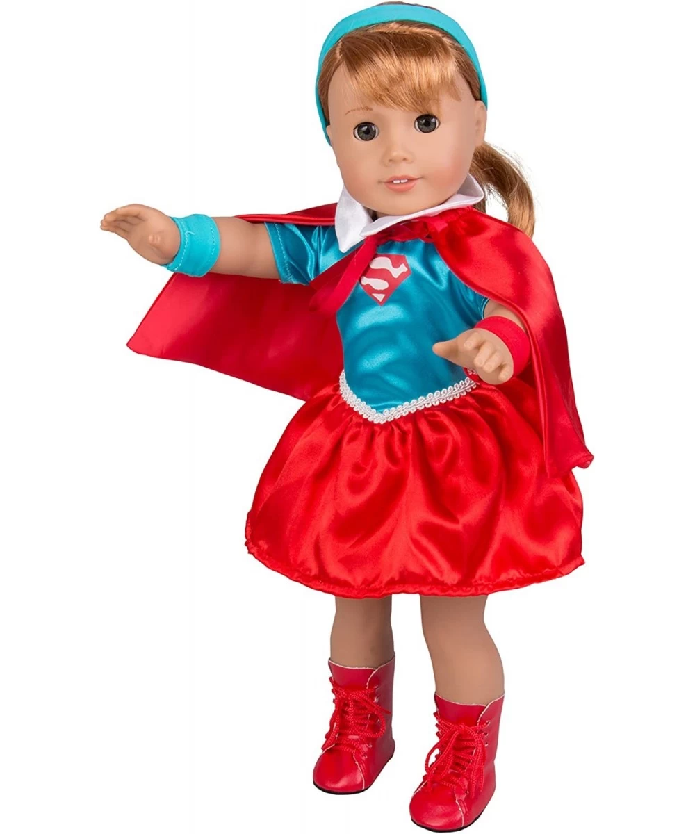 Supergirl Inspired Doll Outfit - 6 pc Premium Handmade Costume Clothes for Superwoman Inspired Superhero Costume for 18" Doll...