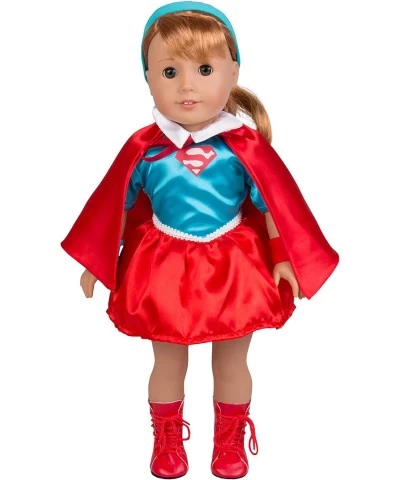 Supergirl Inspired Doll Outfit - 6 pc Premium Handmade Costume Clothes for Superwoman Inspired Superhero Costume for 18" Doll...