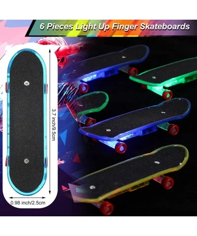 6 Pieces Light up Mini Finger Toys Set Finger Skateboards for Kids LED Fingerboard Creative Fingertips Movement Mini Skateboa...