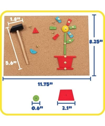 Tack A Tile - Wooden Hammer Toy for Kids Aged 4 and up - 100 Shapes - Big Corkboard - Kid-Friendly Tacks - Foster Imagination...