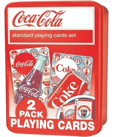 Family Games - Coca-Cola 2-Pack Playing Cards in Collectable Tin - Officially Licensed Playing Card Deck for Adults Kids and ...