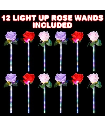 Light Up Rose Wands for Kids Set of 12 LED Rose Wand Set with Multiple Colors Light Up Party Favors and Rose Party Decoration...