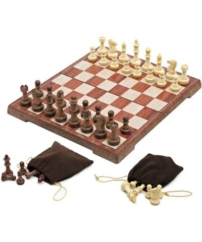 Magnetic Folding Chess Set 11"x 9.64" Portable Travel Chess Game Board Set Magnetic Crafted Chess Pieces Storage with 2 Flann...