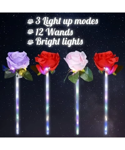 Light Up Rose Wands for Kids Set of 12 LED Rose Wand Set with Multiple Colors Light Up Party Favors and Rose Party Decoration...