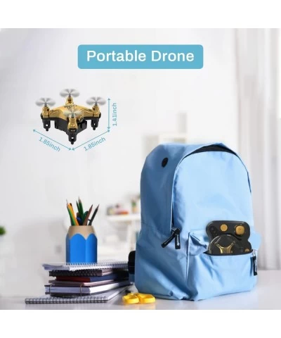 HT02 Golden Mini Drone for Adult Beginners and Kids Portable RC Quadcopter with Auto Hovering 3D Flip 3 Speed Modes Headless ...