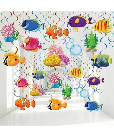 30 Pcs Tropical Fish Hanging Swirls Under the Sea Party Decorations Ceiling Decor for Boys Girls Kids Ocean Themed Party Merm...