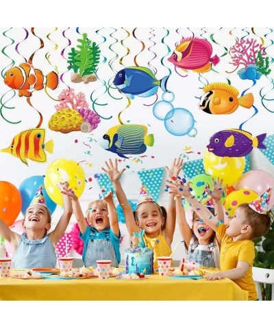 30 Pcs Tropical Fish Hanging Swirls Under the Sea Party Decorations Ceiling Decor for Boys Girls Kids Ocean Themed Party Merm...