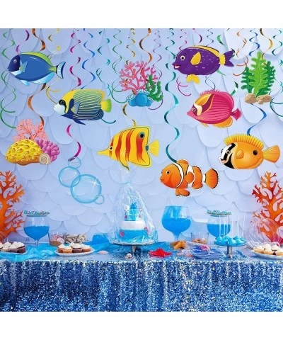 30 Pcs Tropical Fish Hanging Swirls Under the Sea Party Decorations Ceiling Decor for Boys Girls Kids Ocean Themed Party Merm...