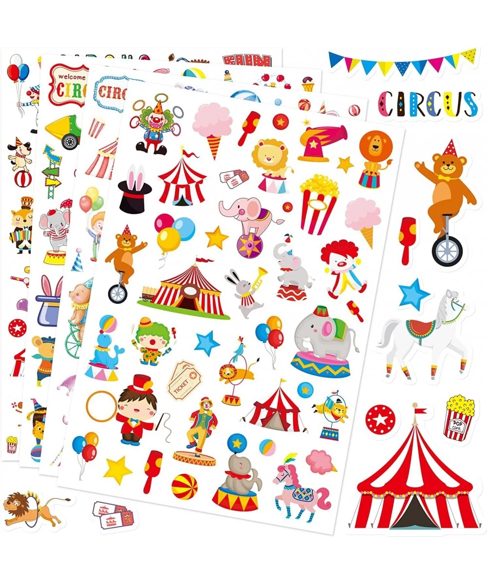 Cute Carnival Circus Stickers 820 Count Party Goodie Gifts Bags Decor Red White Elephant Clown Adhesive Stickers for Girls Bo...