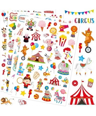 Cute Carnival Circus Stickers 820 Count Party Goodie Gifts Bags Decor Red White Elephant Clown Adhesive Stickers for Girls Bo...