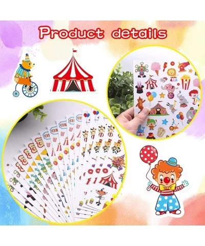 Cute Carnival Circus Stickers 820 Count Party Goodie Gifts Bags Decor Red White Elephant Clown Adhesive Stickers for Girls Bo...