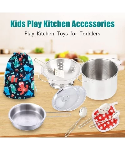 11Pcs Pretend Play Kitchen Toys Mini Stainless Steel Cooking Toys Montessori Kitchen. Playset Kids Pots and Pans Playset Play...