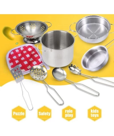 11Pcs Pretend Play Kitchen Toys Mini Stainless Steel Cooking Toys Montessori Kitchen. Playset Kids Pots and Pans Playset Play...