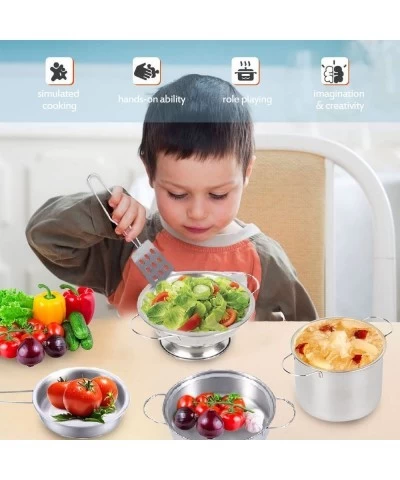 11Pcs Pretend Play Kitchen Toys Mini Stainless Steel Cooking Toys Montessori Kitchen. Playset Kids Pots and Pans Playset Play...