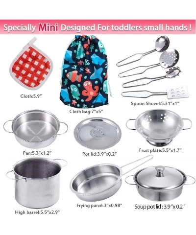 11Pcs Pretend Play Kitchen Toys Mini Stainless Steel Cooking Toys Montessori Kitchen. Playset Kids Pots and Pans Playset Play...