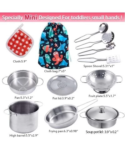 11Pcs Pretend Play Kitchen Toys Mini Stainless Steel Cooking Toys Montessori Kitchen. Playset Kids Pots and Pans Playset Play...