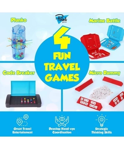 4 Fun Travel Games - Board Game Assortment in One Box - Improves Eye-Hand Coordination and Stimulates Strategy and Critical T...