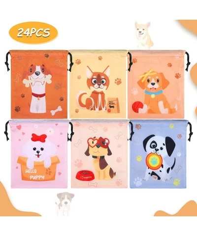 24 Pcs Dog Party Drawstring Bags Dog Party Supplies Favor Drawstring Backpacks for Kids Birthday Treat Candy Goodie Bags Pupp...