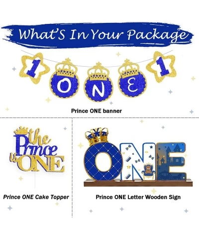 Prince ONE Letter Sign Table Wooden Centerpiece Decorations for Baby Boy Royal Prince First Birthday Party Decorations Prince...