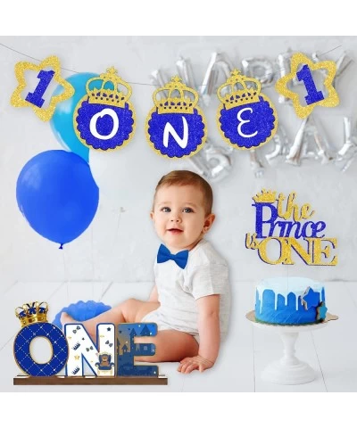 Prince ONE Letter Sign Table Wooden Centerpiece Decorations for Baby Boy Royal Prince First Birthday Party Decorations Prince...